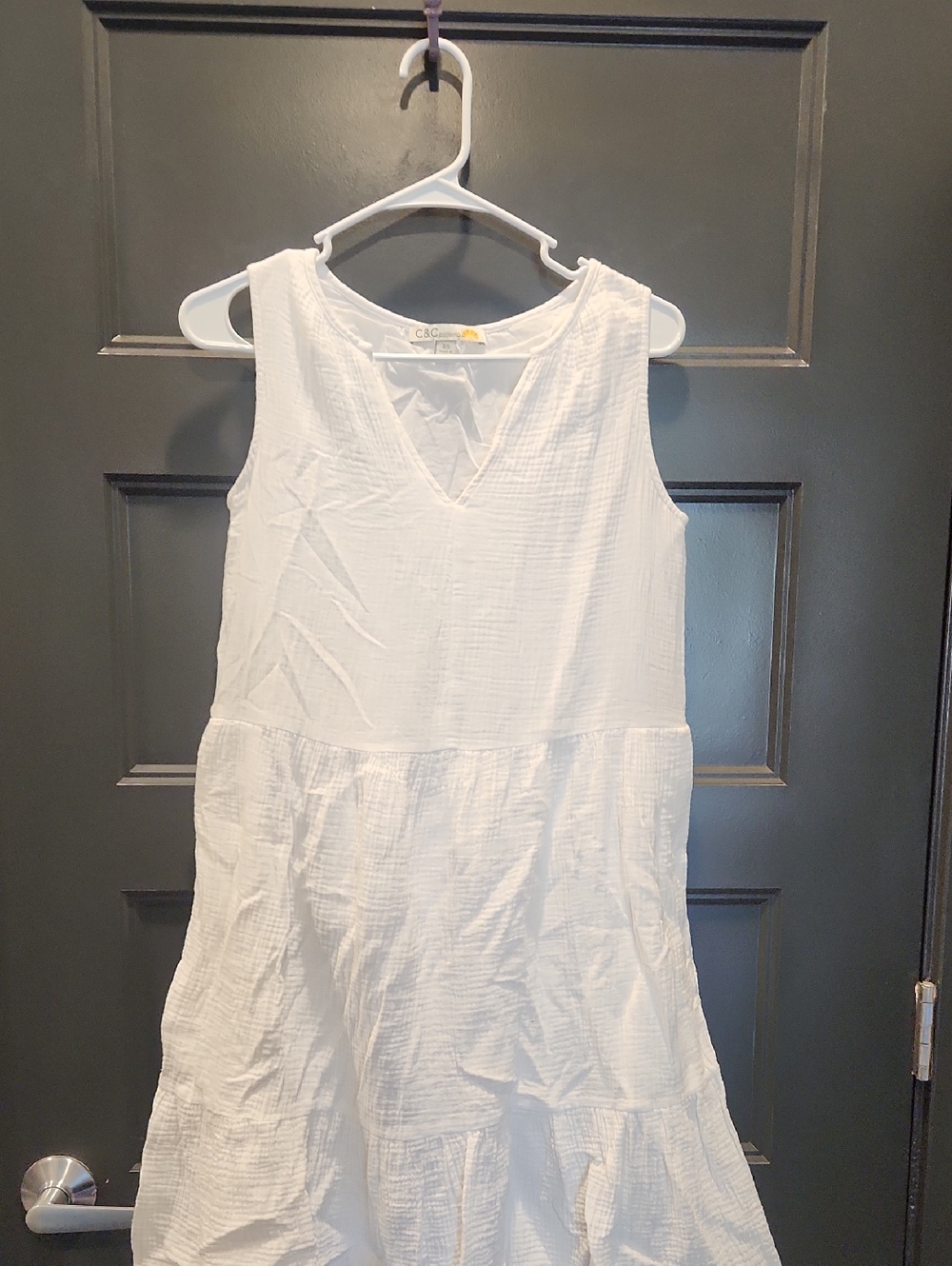 Caslon White V-Neck Tiered Midi Sundress